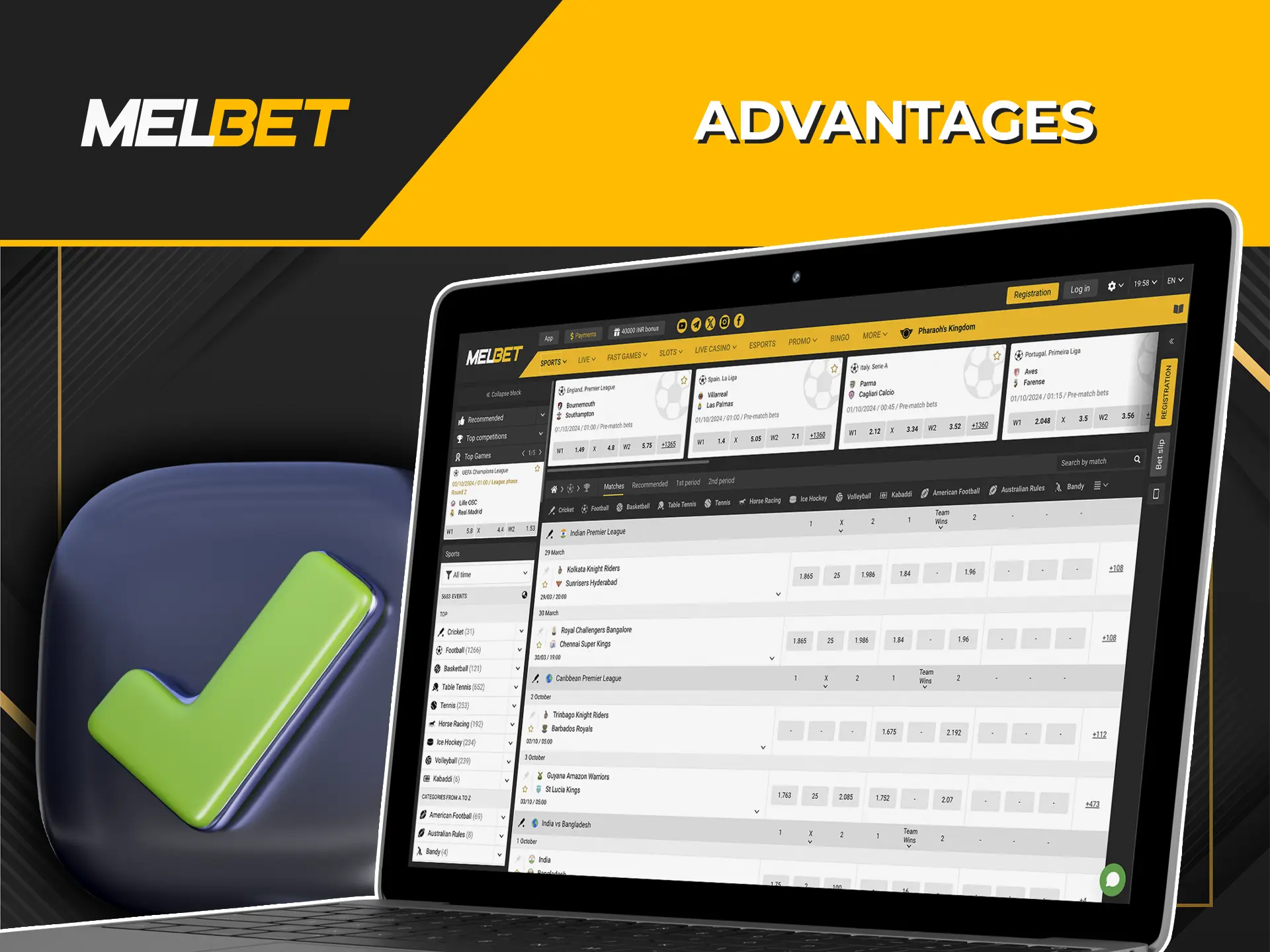 Learn about the main advantages of the web version of the Melbet casino site.